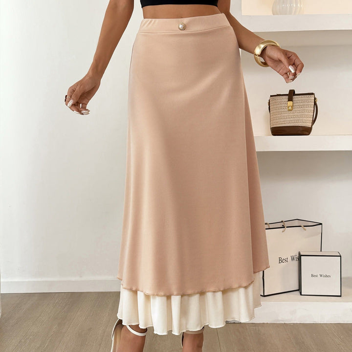 Jupe longue et fluide en satin double couche pour femmes - Remi