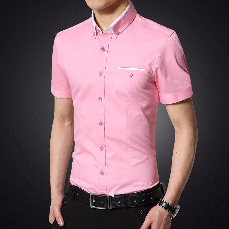 Chemise homme manches courtes en coton slim fit - Adrien
