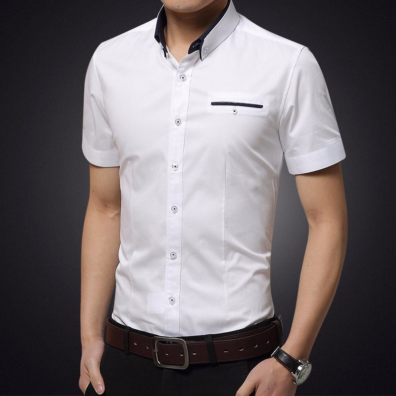 Chemise homme manches courtes en coton slim fit - Adrien