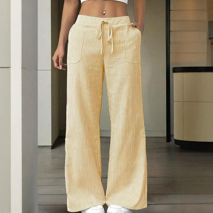 Pantalon large en coton rayé pour femme - Bianca