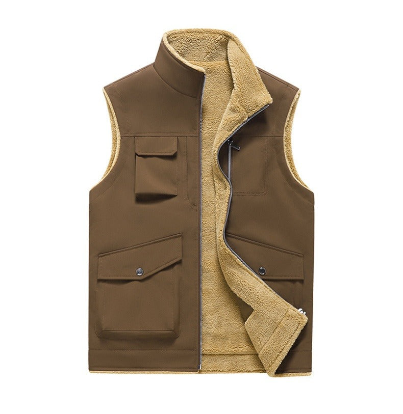 Gilet multi-poches pour hommes, doublé en polaire, style outdoor - Owen
