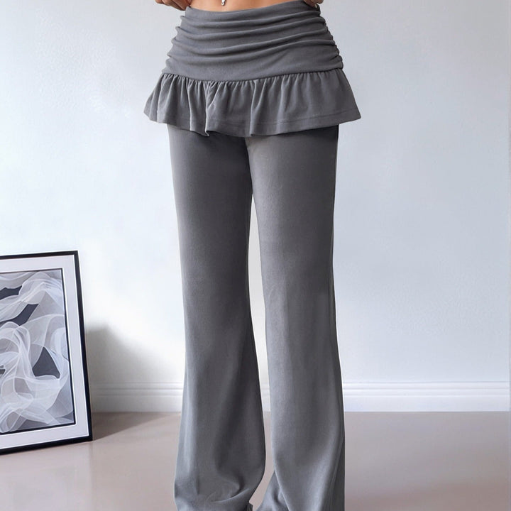 Pantalon évasé à volants en coton pour femme - Solène