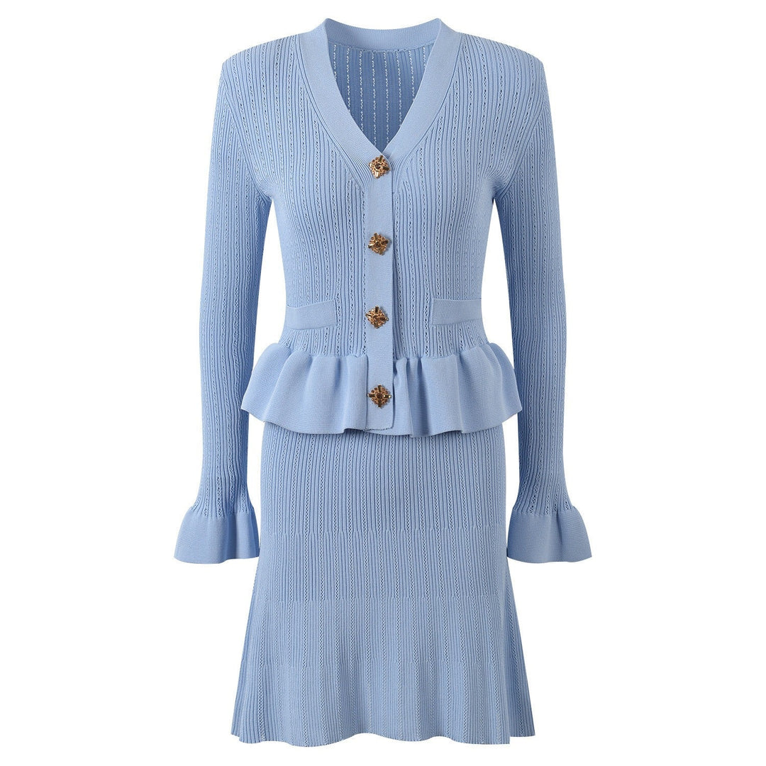 Robe en maille avec boutons bijoux - Mireille