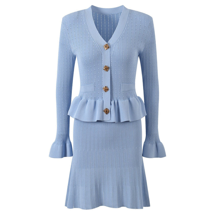 Robe en maille avec boutons bijoux - Mireille
