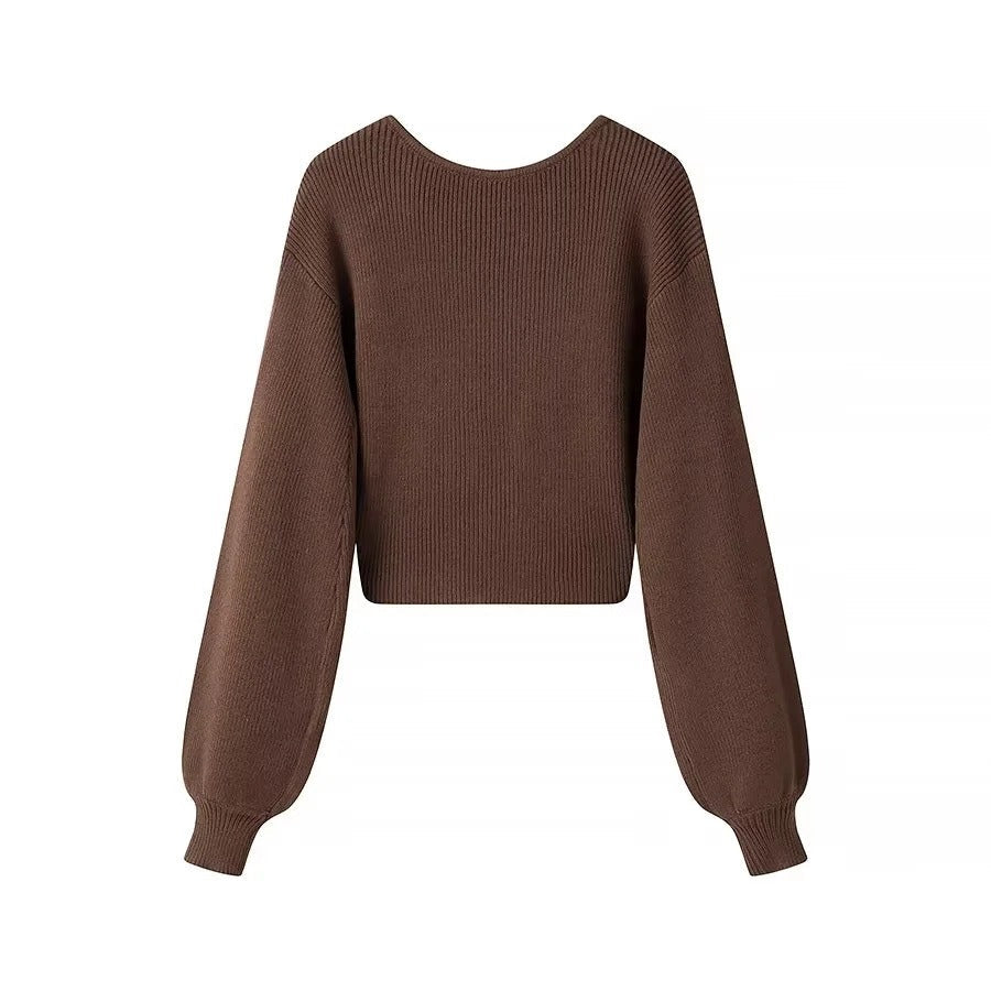 Pull en maille côtelée pour femmes avec design cropped - Alix