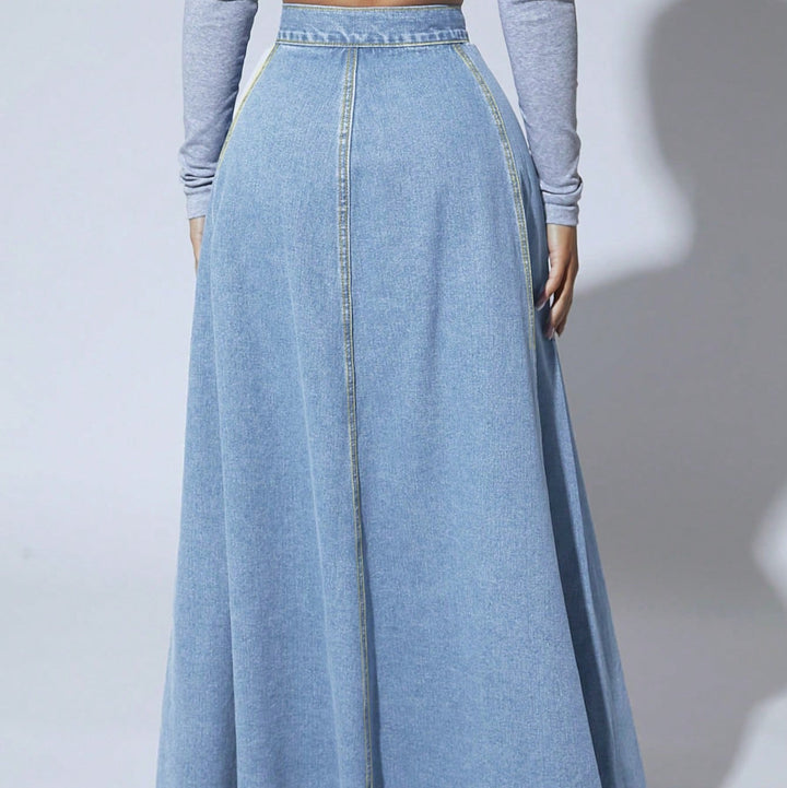Jupe longue de femme avec taille haute et boutons - Martha