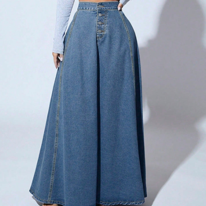 Jupe longue de femme avec taille haute et boutons - Martha