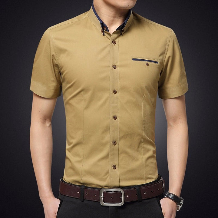 Chemise homme manches courtes en coton slim fit - Adrien