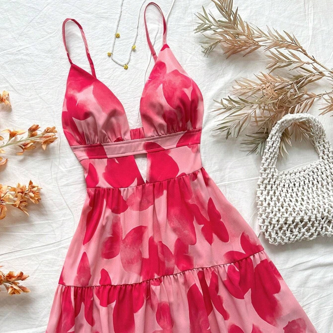 Robe courte pour femme avec bretelles plissées à motif animalier - Enara