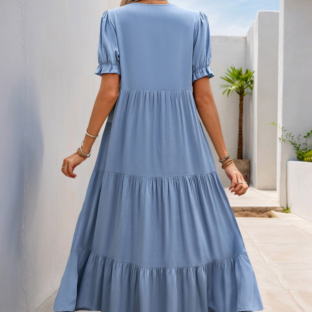 Robe midi pour femme avec boutons décoratifs coulants - Natalia