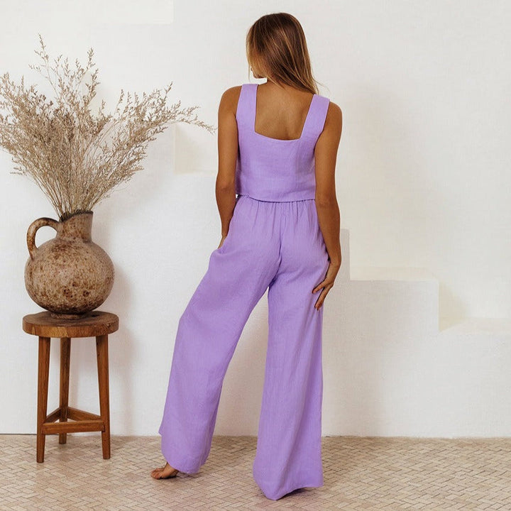 Ensemble de jarretelles en lin pour femmes - Martina