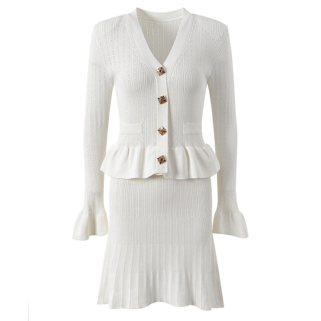 Robe en maille avec boutons bijoux - Mireille