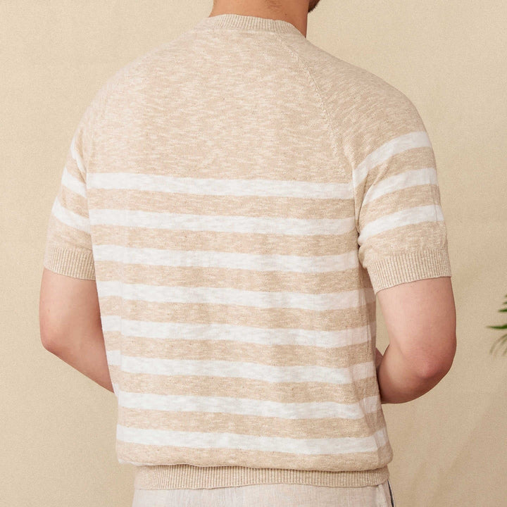 T-shirt à rayures horizontales en maille fine pour homme - Benoît