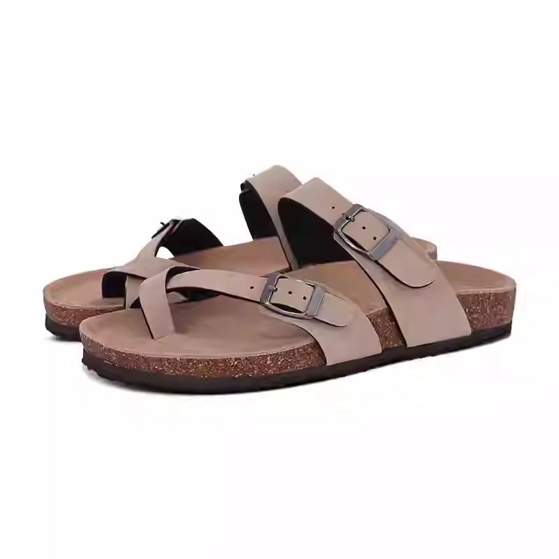 Sandales plates pour femmes avec brides croisées et boucles - Ninfa