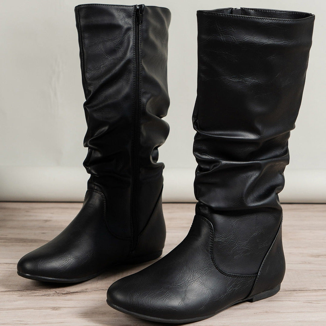 Bottes hautes et plates à fronces latérales - Rhea