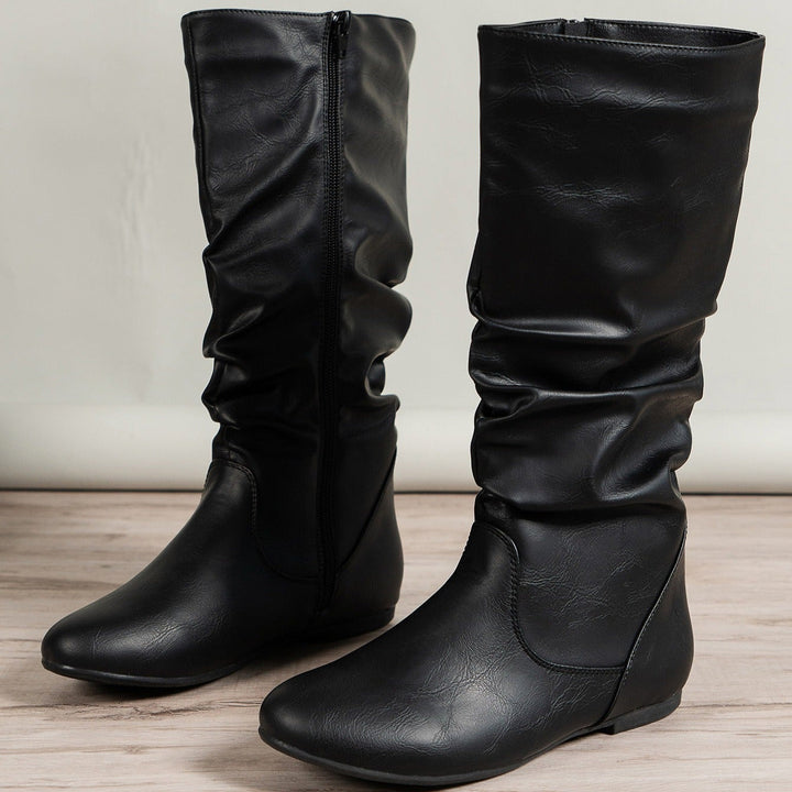 Bottes hautes et plates à fronces latérales - Rhea