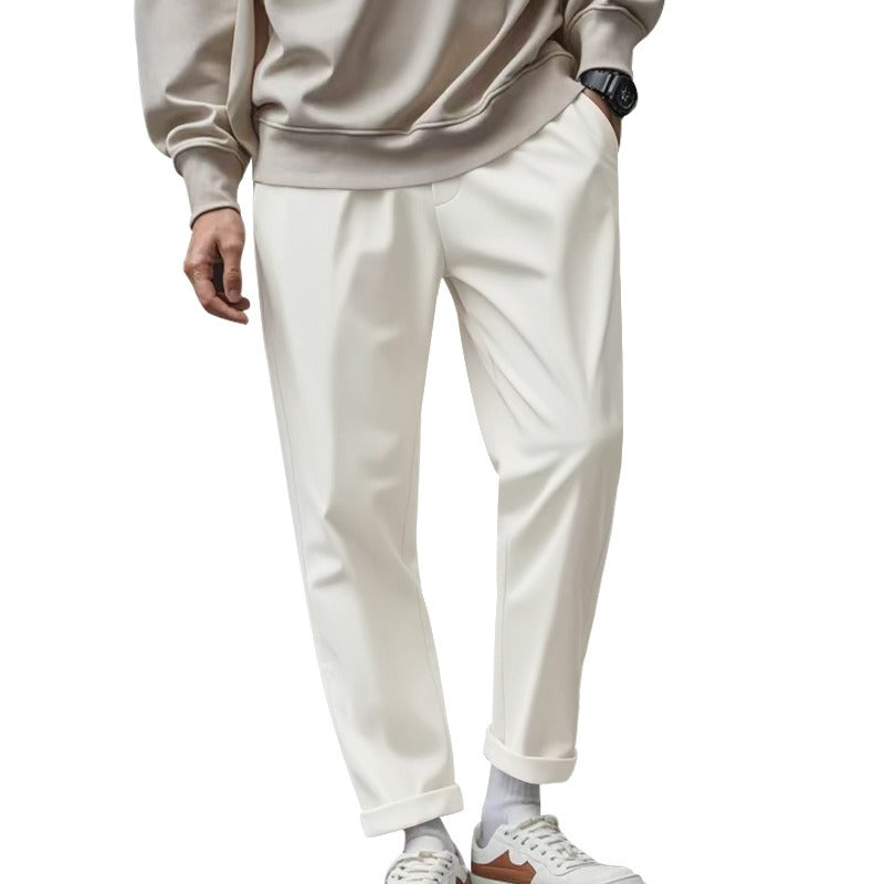 Pantalon droit décontracté pour homme en tissu fluide - Sylvain