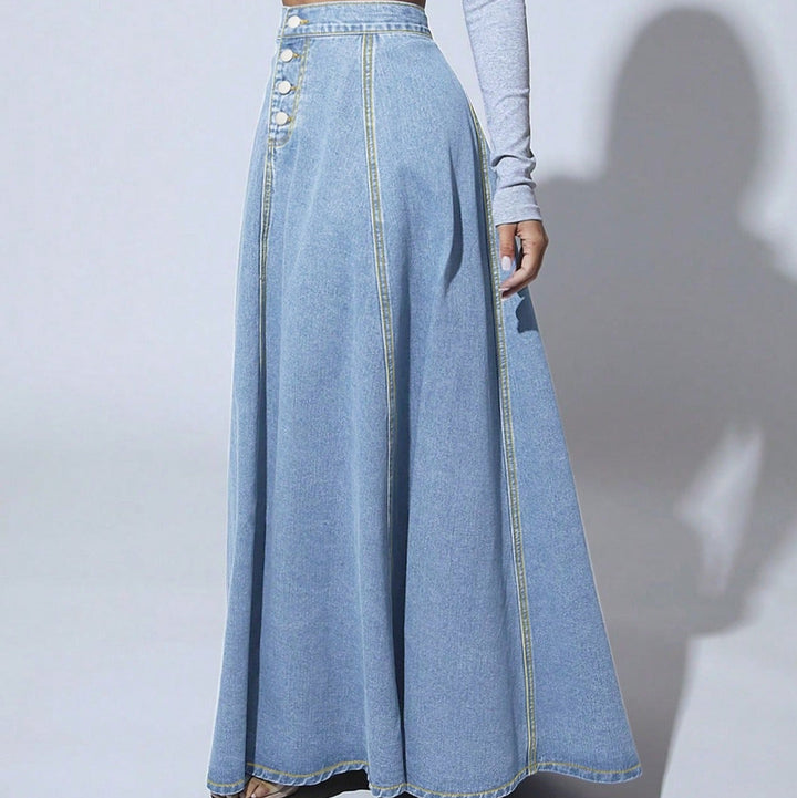 Jupe longue de femme avec taille haute et boutons - Martha