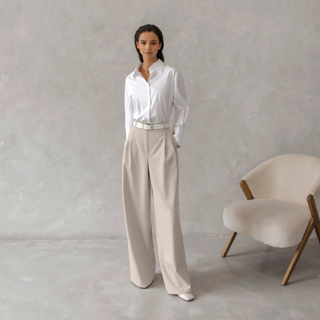 Pantalon de tailleur à taille haute et à jambe large pour femmes - Renata