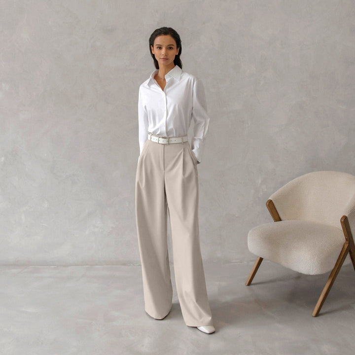 Pantalon de tailleur à taille haute et à jambe large pour femmes - Renata