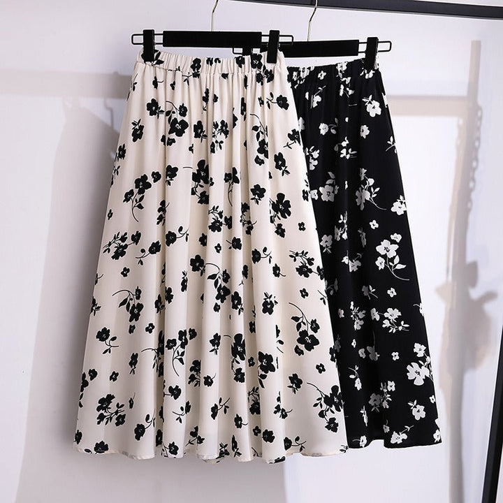 Jupe midi pour femme en mousseline de soie fluide à imprimé floral - Renata