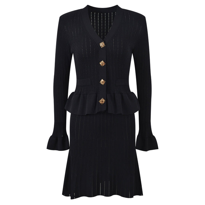 Robe en maille avec boutons bijoux - Mireille