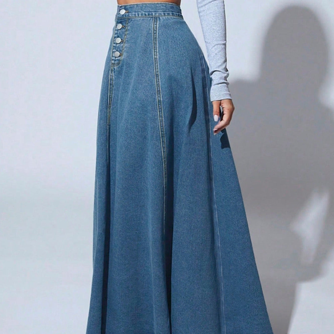 Jupe longue de femme avec taille haute et boutons - Martha
