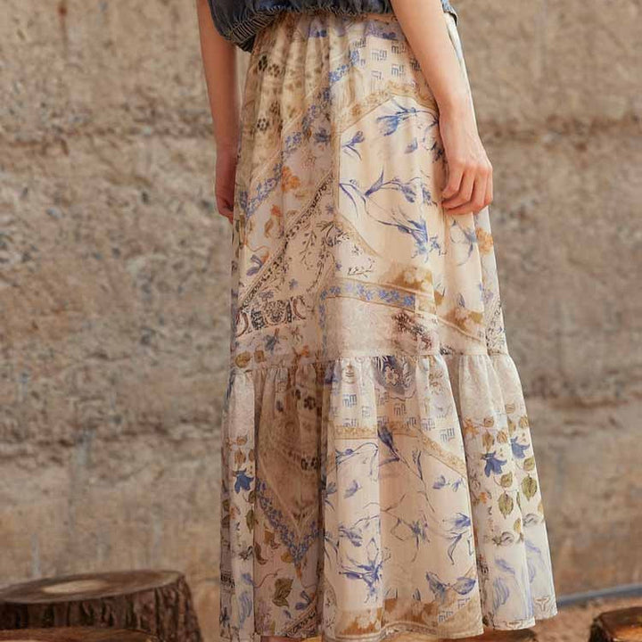 Jupe longue femme imprimé floral bohème - Mireille