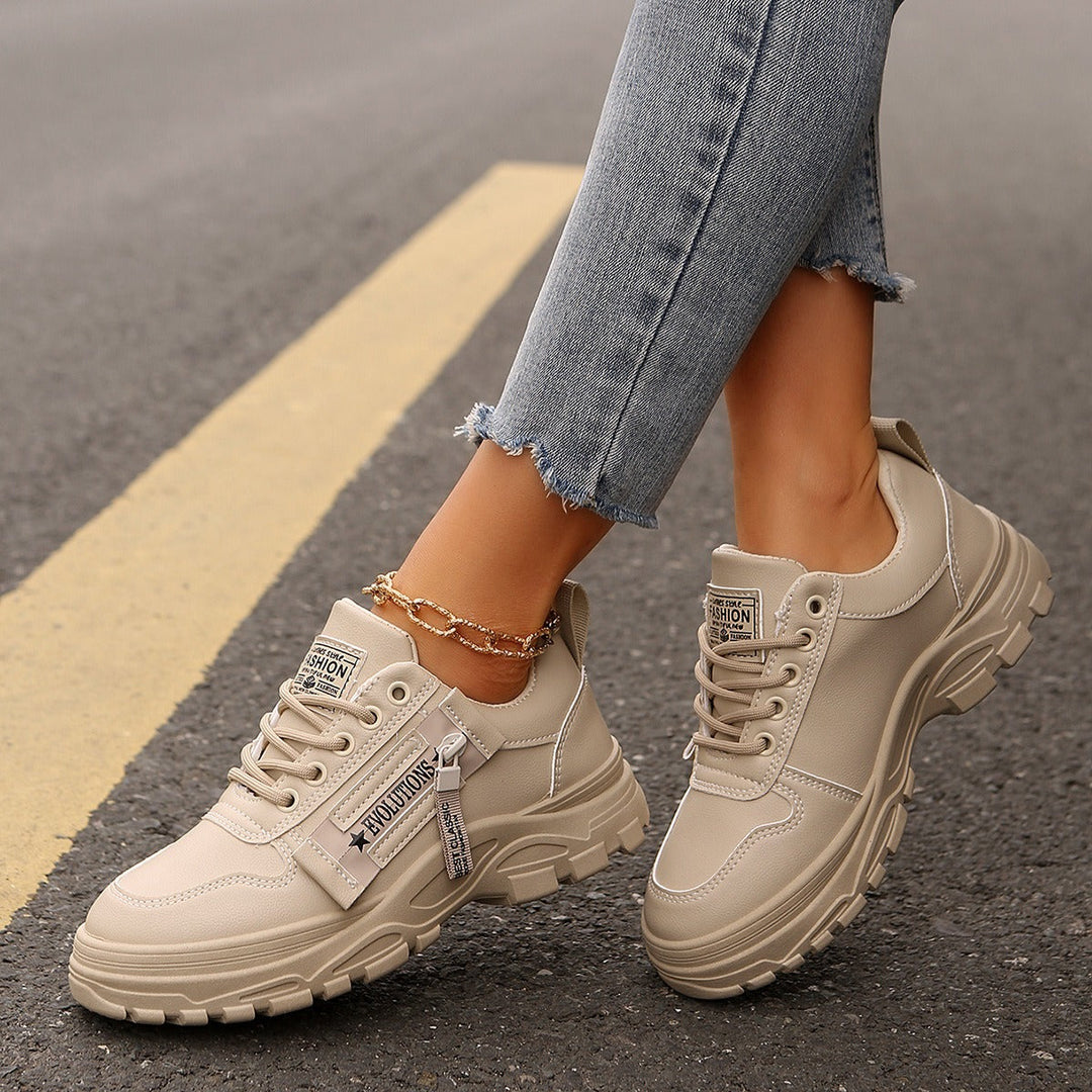 Baskets décontractées en cuir synthétique pour femmes - Evelyne