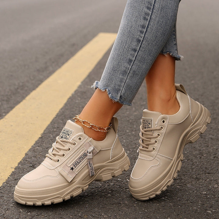 Baskets décontractées en cuir synthétique pour femmes - Evelyne