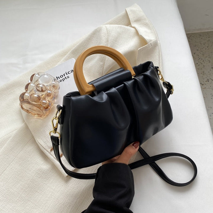 Sac à main pour femme avec effet de cuir à volants, style moderne - Amélie