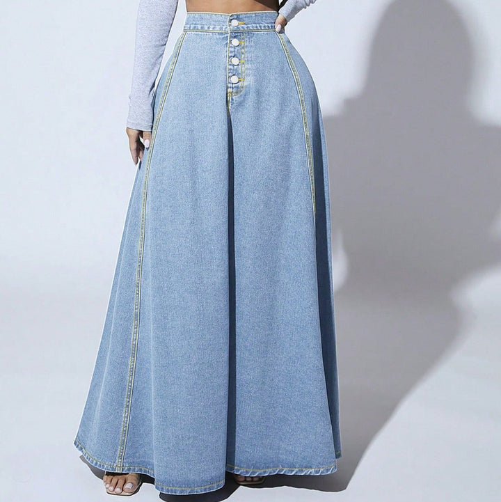 Jupe longue de femme avec taille haute et boutons - Martha