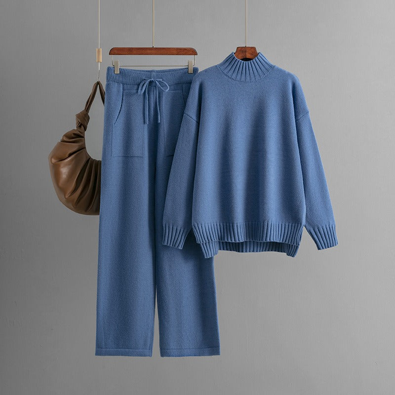 Ensemble à col roulé en maille douce pour femmes, style minimaliste - Amélie