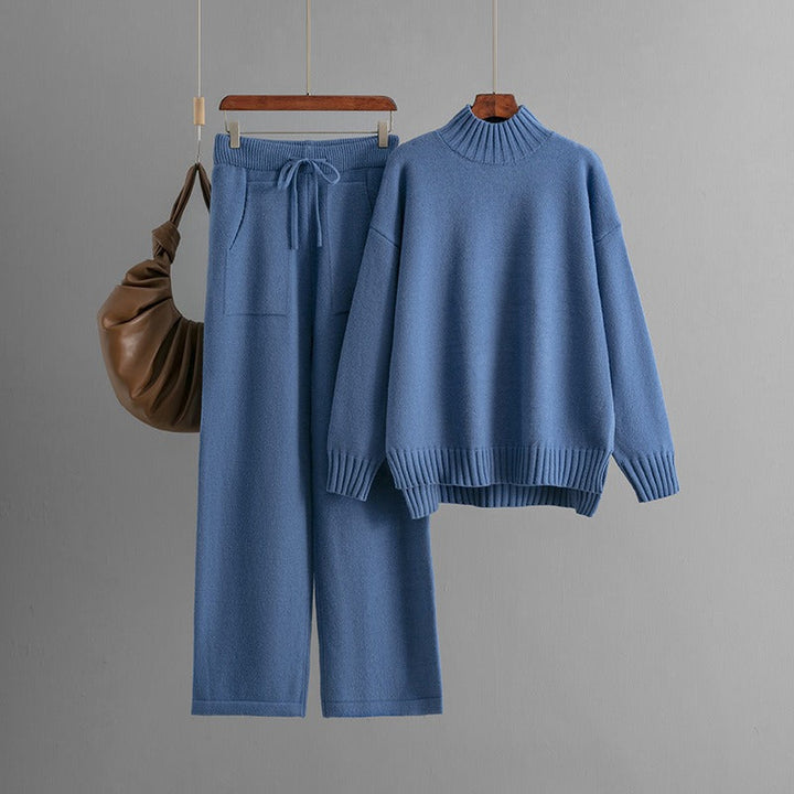 Ensemble à col roulé en maille douce pour femmes, style minimaliste - Amélie