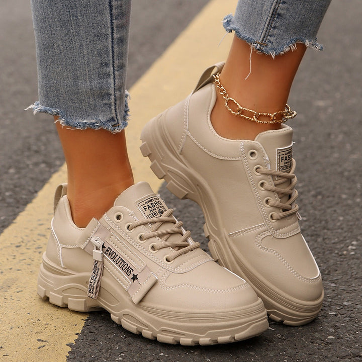 Baskets décontractées en cuir synthétique pour femmes - Evelyne