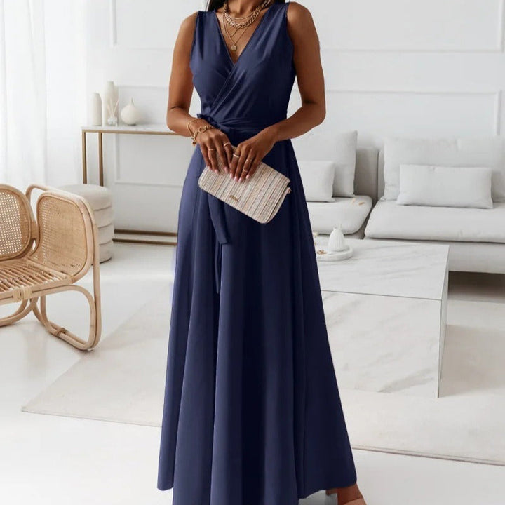 Robe femme longue sans manches à encolure croisée - Larissa
