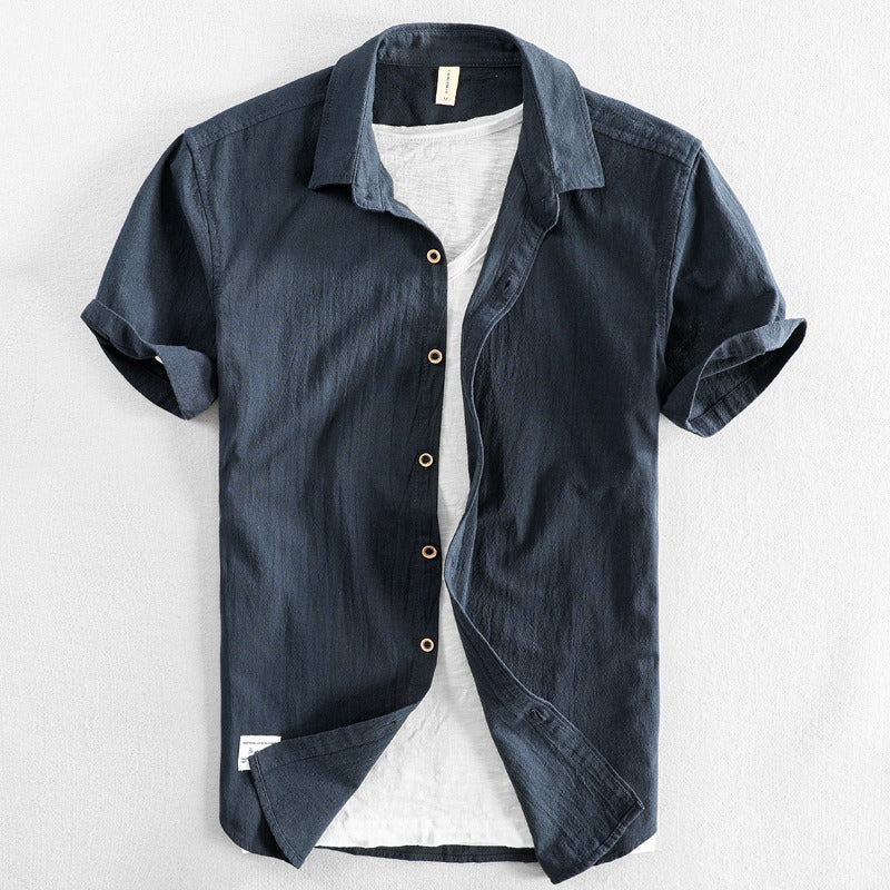 Chemise à manches courtes en lin pour hommes, style décontracté - Roberto