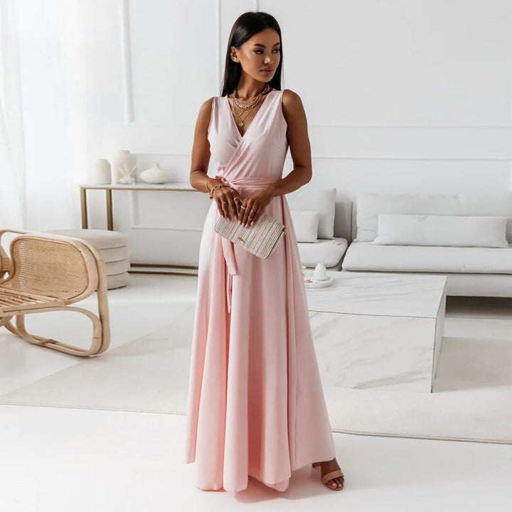 Robe femme longue sans manches à encolure croisée - Larissa