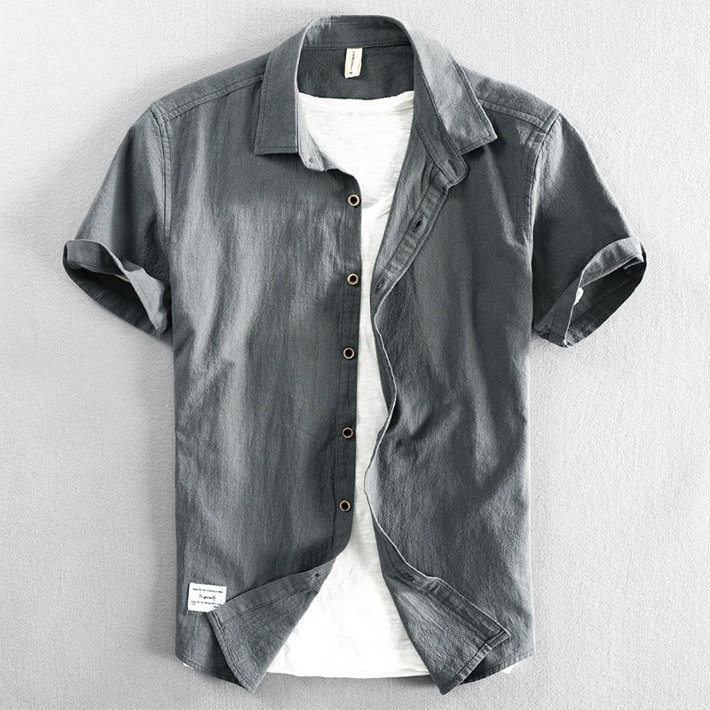 Chemise à manches courtes en lin pour hommes, style décontracté - Roberto