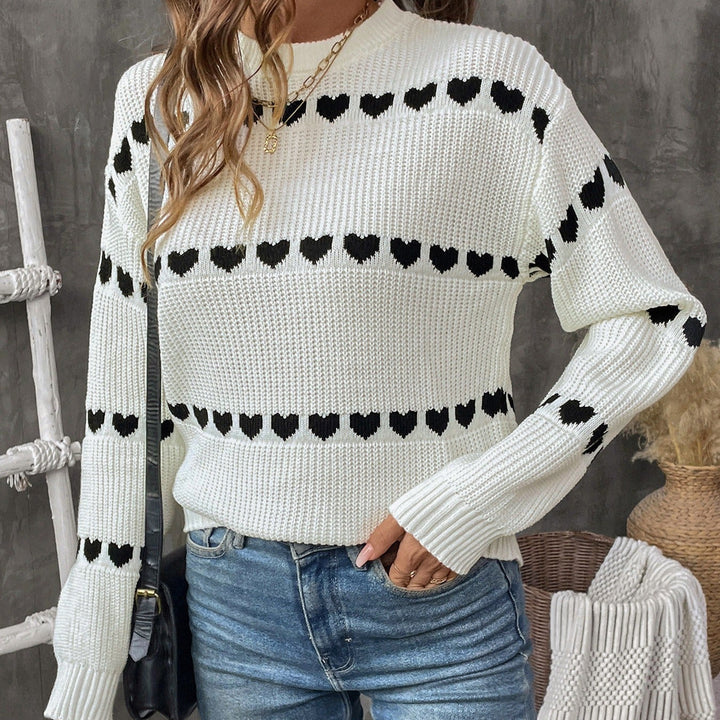 Pull en maille avec cœurs brodés - Calista