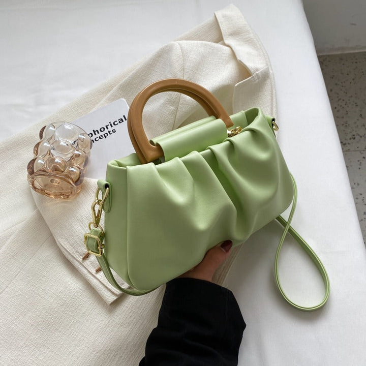 Sac à main pour femme avec effet de cuir à volants, style moderne - Amélie