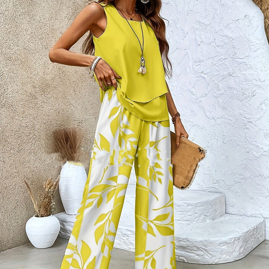 Ensemble sans manches à imprimé floral pour femmes - Mireya
