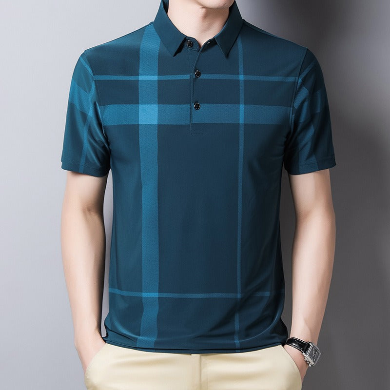 Polo homme en jersey technique à carreaux - André