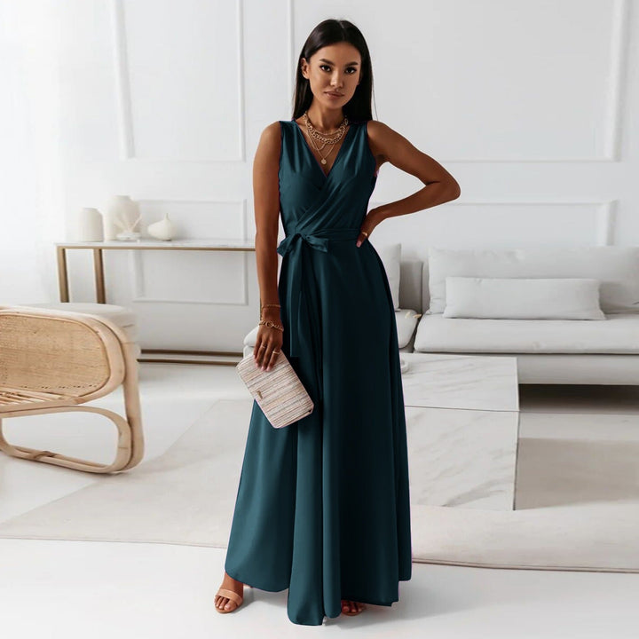 Robe femme longue sans manches à encolure croisée - Larissa