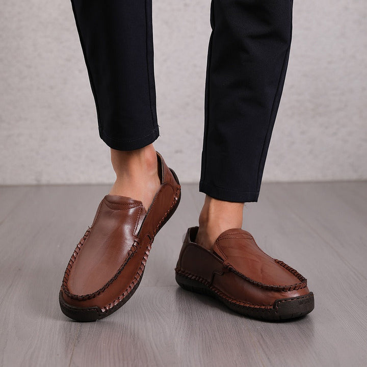 Mocassins en cuir synthétique cousus à la main pour hommes, style décontracté - Braulio
