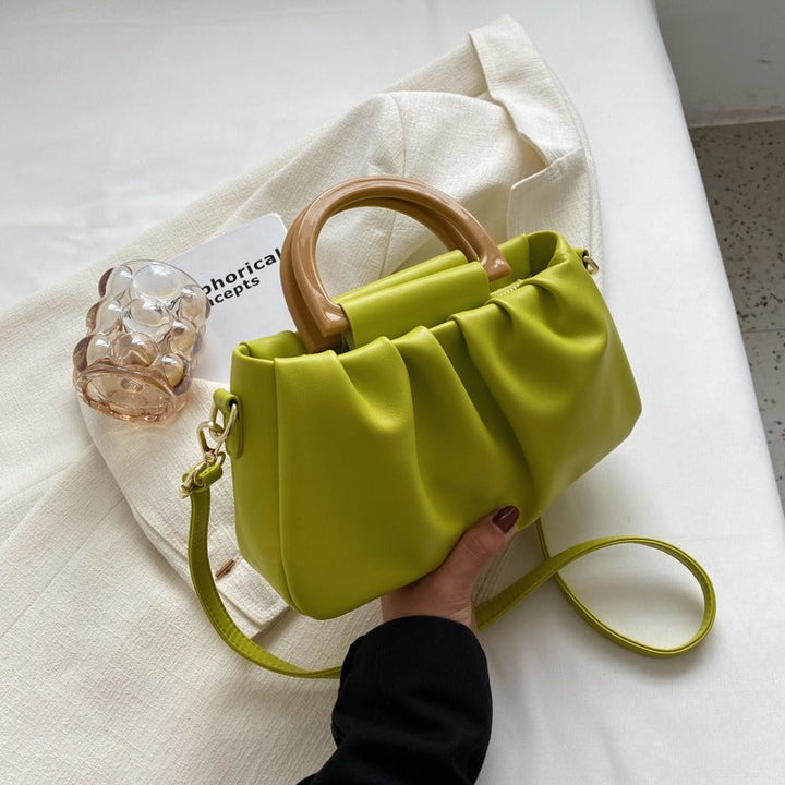 Sac à main pour femme avec effet de cuir à volants, style moderne - Amélie