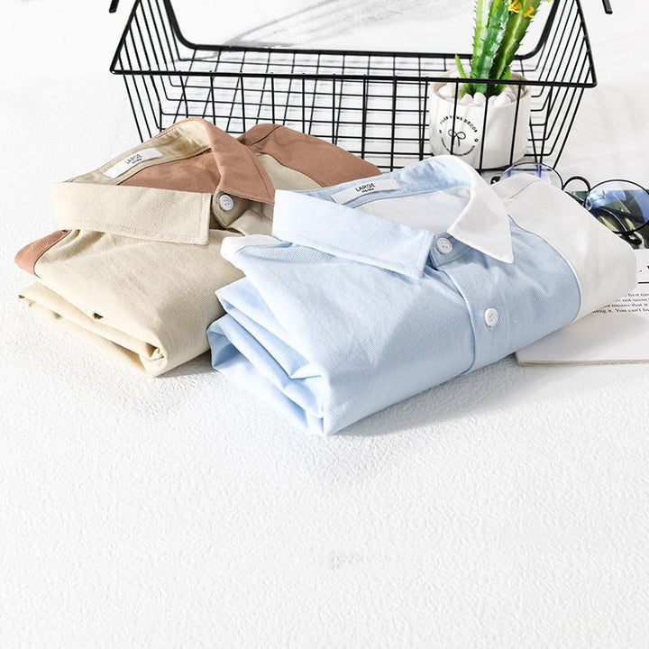 Chemise patchwork contrastée à manches courtes pour hommes - Elian