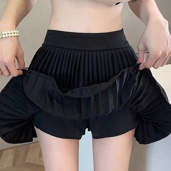 Minijupe en mousseline de soie plissée superposée à coupe évasée pour femme - Maëlle