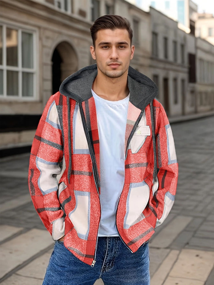 Veste à carreaux décontractée avec capuche pour hommes - Pilato