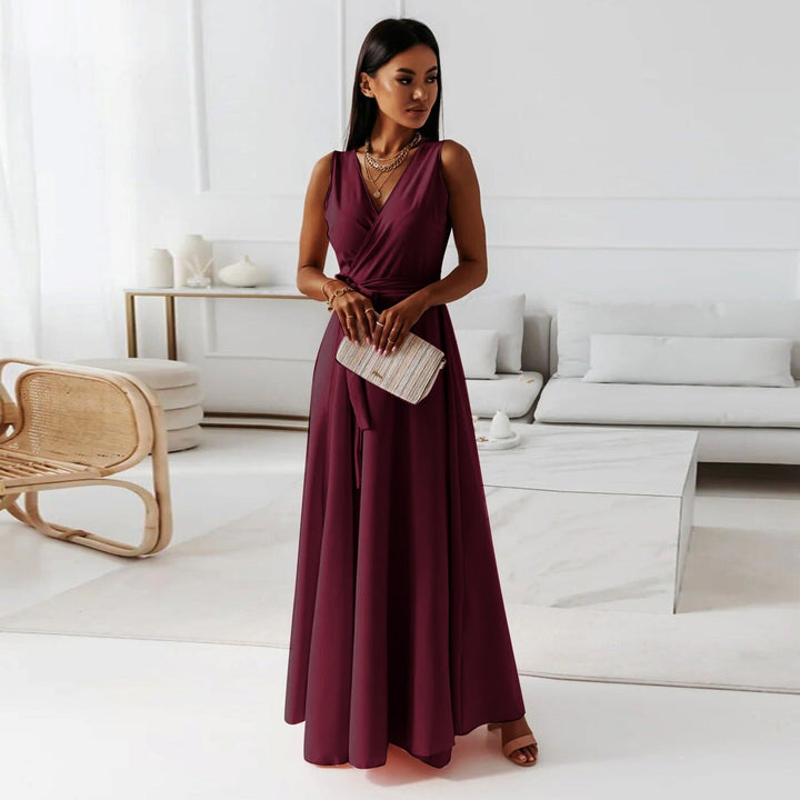 Robe femme longue sans manches à encolure croisée - Larissa